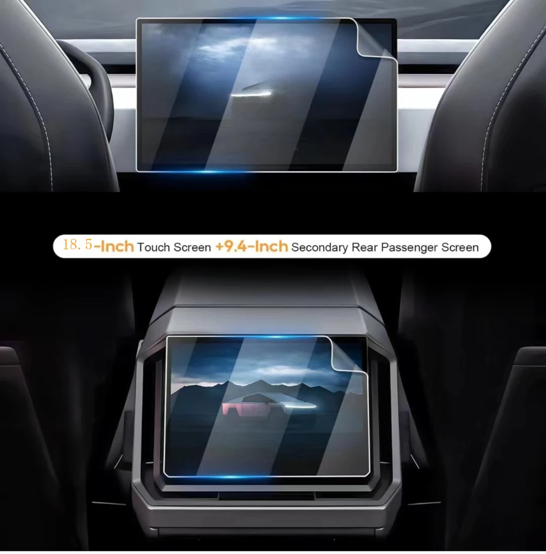 2 Pcs PET film protector For Tesla Cybertruck 2024 18.5Inch+9.4Inch Navigation and Secondary Touch Screen Protective film
2 Pcs PET film protector For Tesla Cybertruck 2024 18.5Inch+9.4Inch Navigation and Secondary Touch Screen Protective film