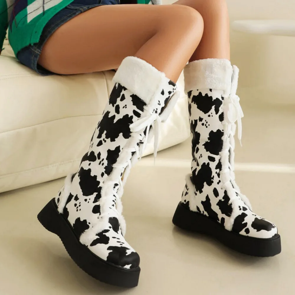 Women's Round Toe Knee Thigh Boots Warm Winter Fur Lace Up Snow Mid Heel Shoes Girls Lolita Plus Size 4Colors New 2024
Women's Round Toe Knee Thigh Boots Warm Winter Fur Lace Up Snow Mid Heel Shoes Girls Lolita Plus Size 4Colors New 2024