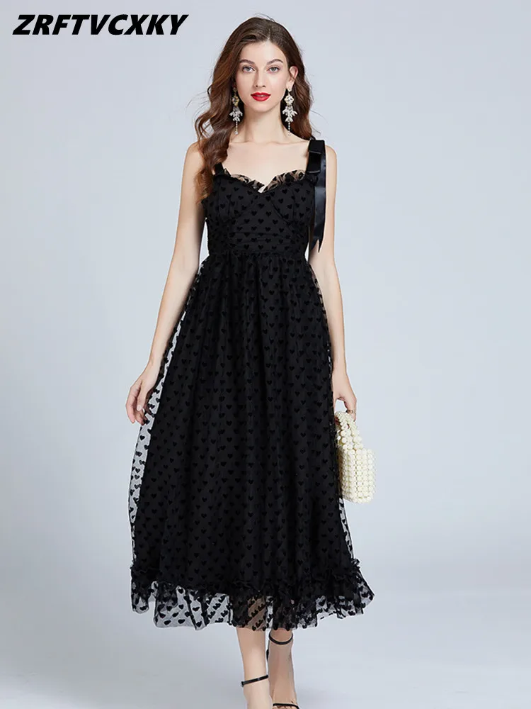 Runway Bow Spaghetti Strap Long Dresses Women's Summer Sleeveless Chic Heart Pattern Slim High Waist Beach Party Dress Vestidos
Runway Bow Spaghetti Strap Long Dresses Women's Summer Sleeveless Chic Heart Pattern Slim High Waist Beach Party Dress Vestidos