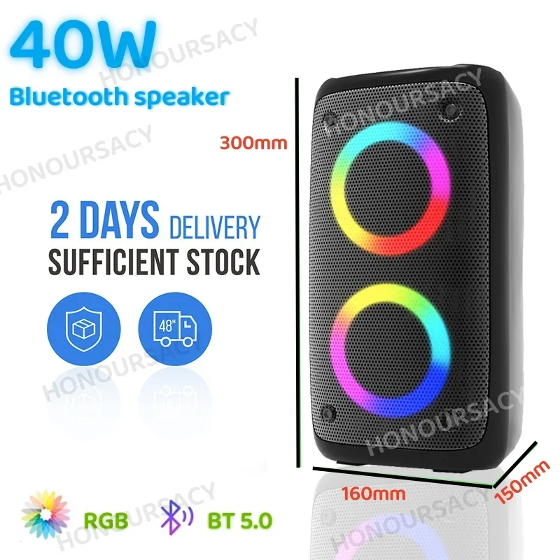 

Wireless Portable Bluetooth Speaker 80W High Power Dual 3inch Speakers HIFI Outdoor Audio System Super Bass Subwoofer RGB TWS/FM