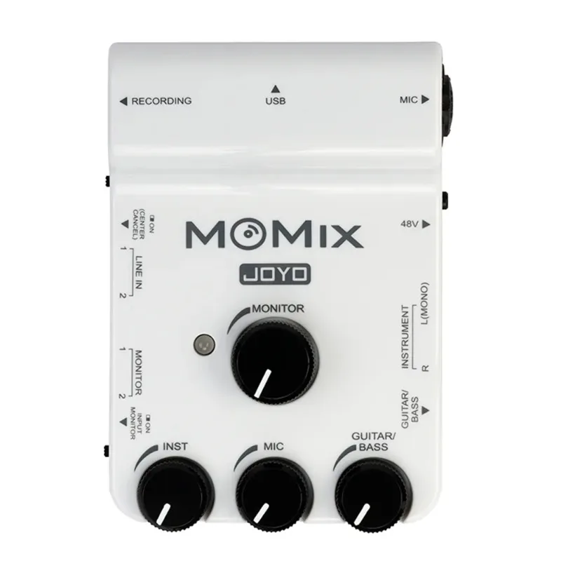 JOYO MOMIX Sound Card Microphone Guitar Amp Live Music Sound Card for Recording Singing Broadcast Streaming Audio Mixer
JOYO MOMIX Sound Card Microphone Guitar Amp Live Music Sound Card for Recording Singing Broadcast Streaming Audio Mixer