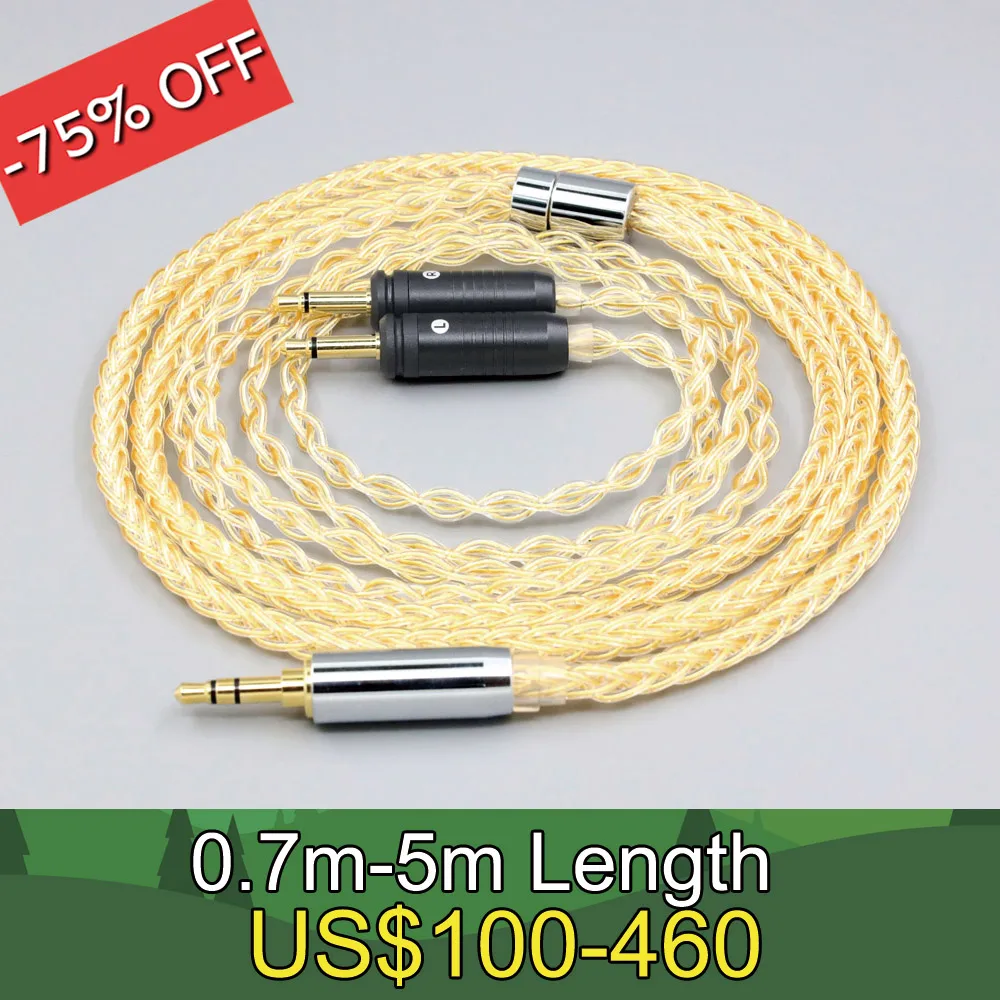 

8 Core 99% 7n Pure Silver 24k Gold Plated Earphone Cable For Focal Clear Elear Elex Elegia Stellia Dual 3.5mm pin LN008431