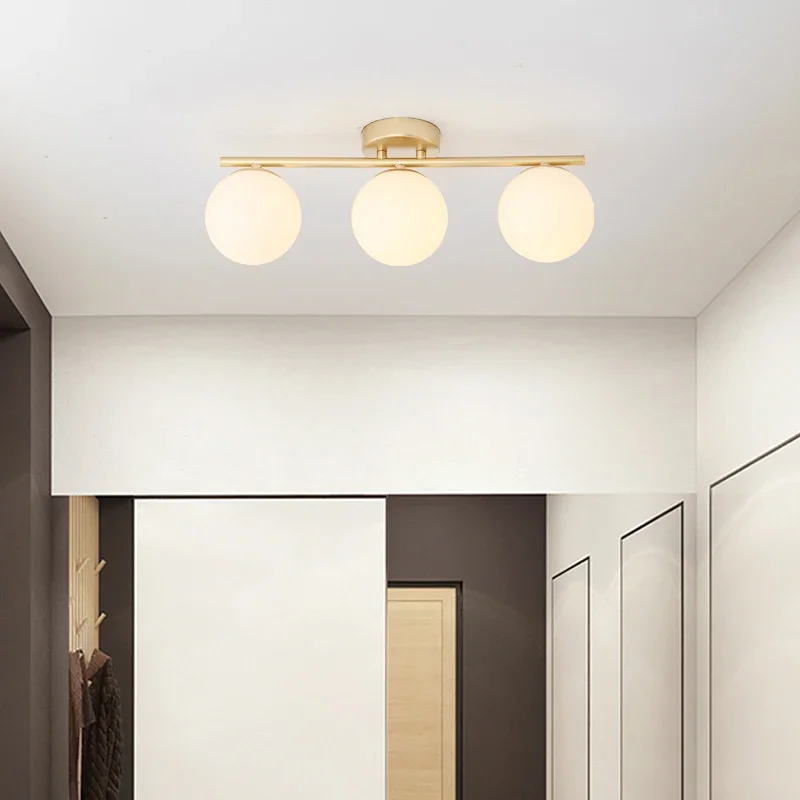 

Modern LED Glass Ceiling Lights Full Copper Orb Glass Lamps Aisle Corridor Entry Living Rooms Bedrooms Home Decor Light Fixtures