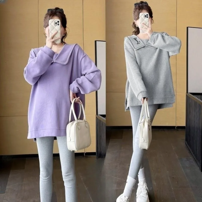 Autumn and Winter Pregnant Women's Two Piece Set T-shirt Sweater with Leggings Plus Size Maternity Clothes Set Cotton Pants Suit
Autumn and Winter Pregnant Women's Two Piece Set T-shirt Sweater with Leggings Plus Size Maternity Clothes Set Cotton Pants Suit