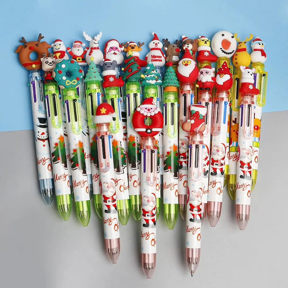 

1 шт. мультяшная шариковая ручка 6 цветов Санта-Клаус Рождественская елка олень шариковая ручка подарки для начальной школы канцелярские принадлежности Рождественский Декор