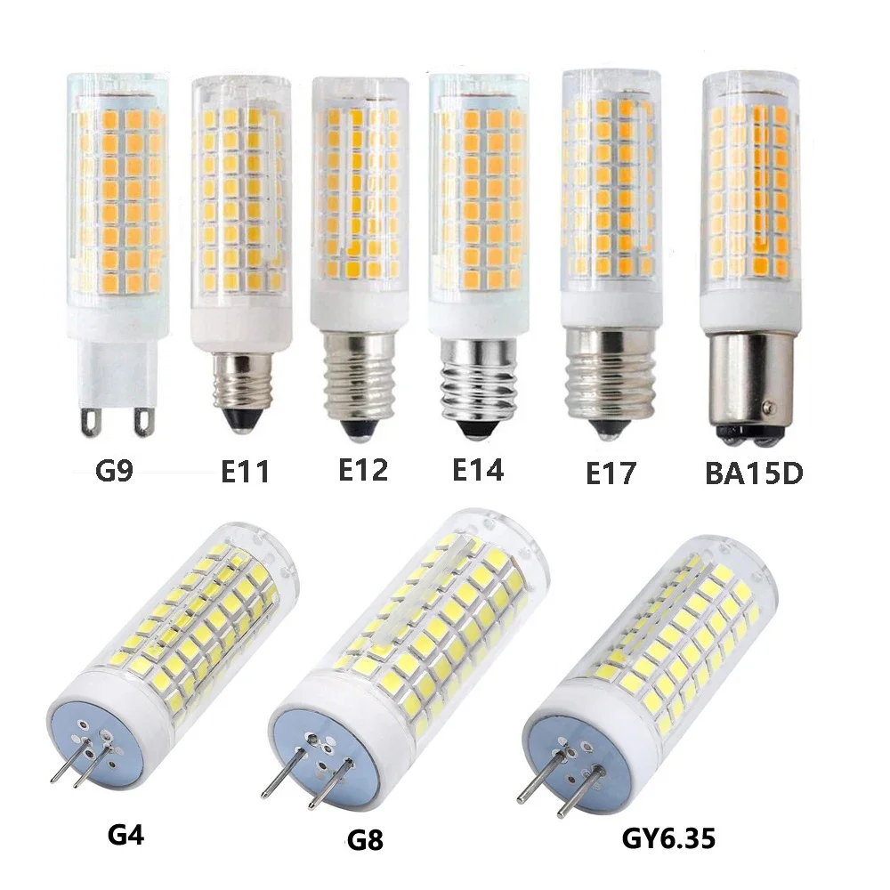 

G9 E11 E12 E14 E17 BA15D GY6.35 Dimmable LED Bulb 10W Corn Light 102LEDs 110V 220V Replace Halogen Lights Lamp Chandelier