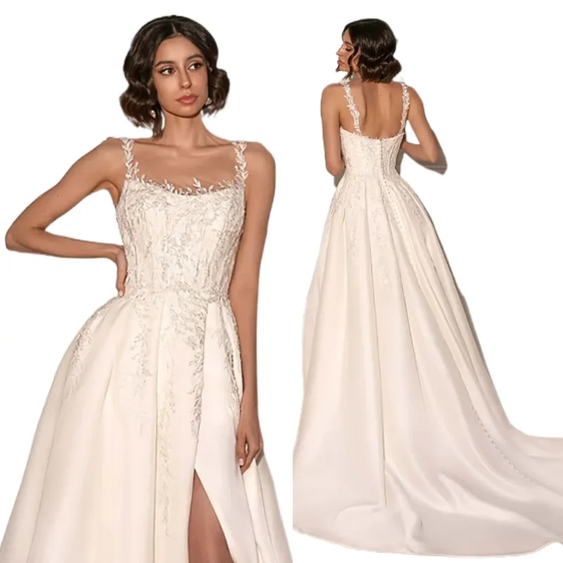 MANRAY Custom Graceful Square Collar Long Sleeves Wedding Dress Satin Appliques Vestidos De Noiva Court Train A Line Bridal Gown
MANRAY Custom Graceful Square Collar Long Sleeves Wedding Dress Satin Appliques Vestidos De Noiva Court Train A Line Bridal Gown