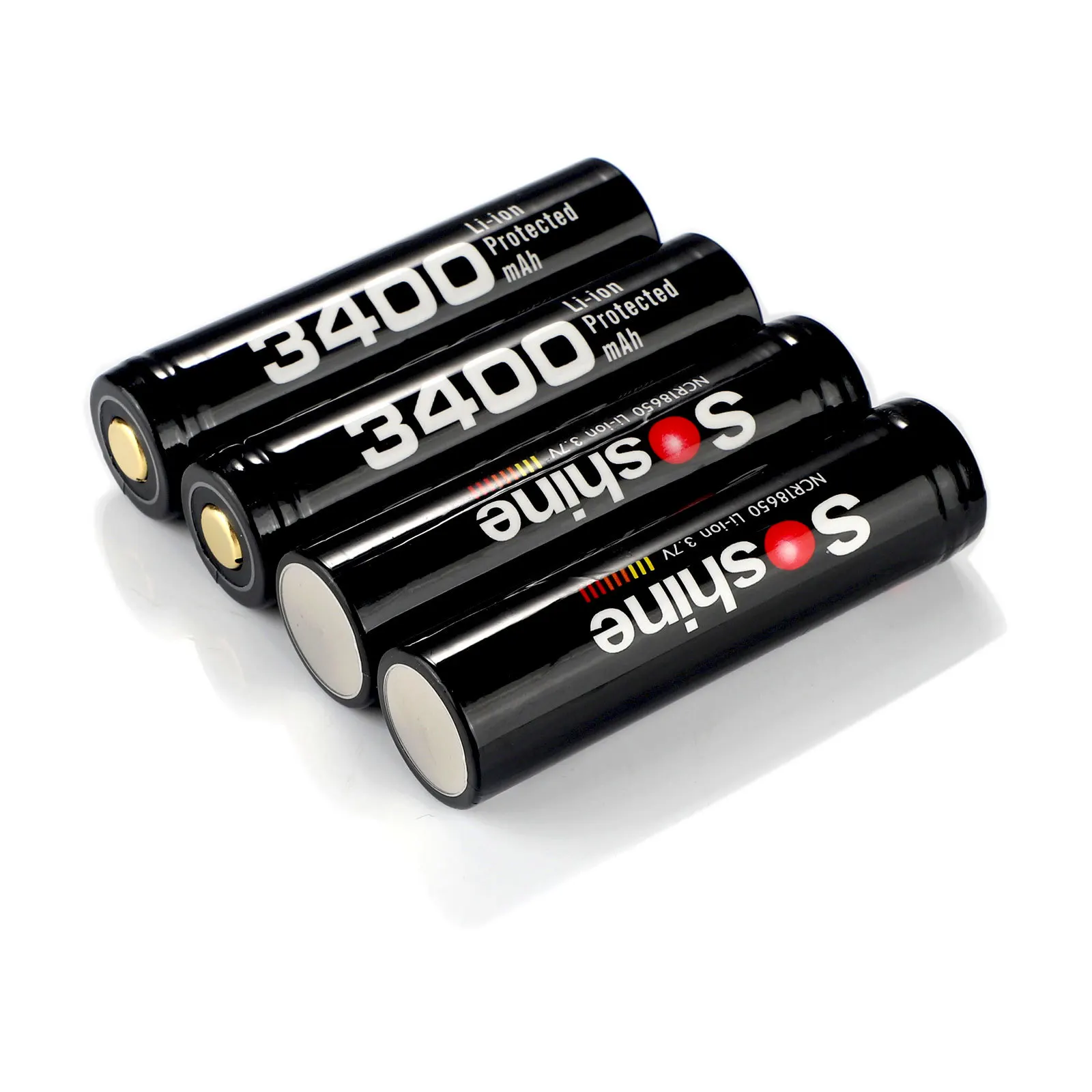 

Soshine 4PCS 18650 3.7V 3400mAh Rechargeable Battery Protected High Discharge Li-ion Batteries with Battery box