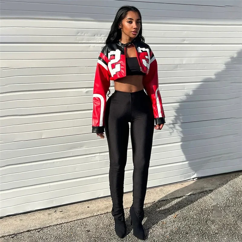 Letter Print Faux Leather Women Zip Up Jacket Hipster Autumn INS Trend Casual Sporty Wild Streetwear Uniform Varsity Crop Coat
Letter Print Faux Leather Women Zip Up Jacket Hipster Autumn INS Trend Casual Sporty Wild Streetwear Uniform Varsity Crop Coat