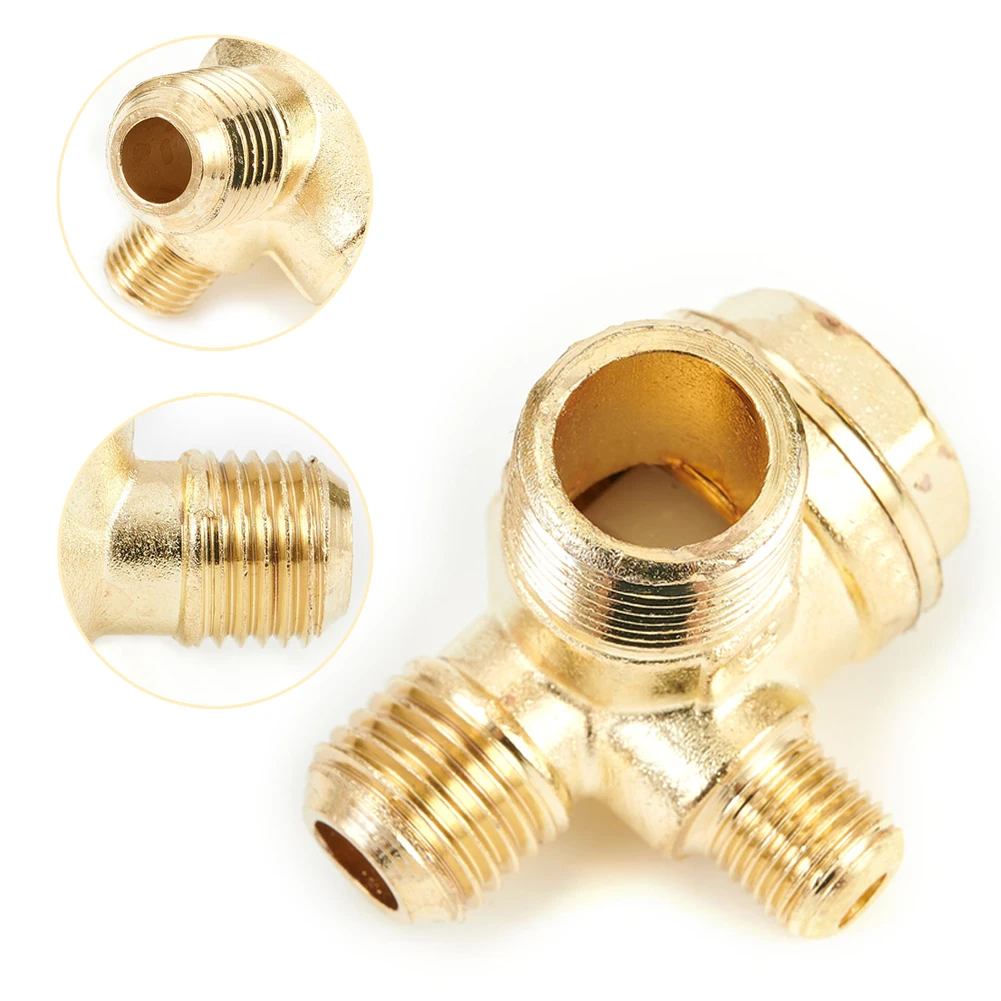 

1PC Air Compressor Check Valve 3Way Zinc Alloy Male Thread Connector Tool For Air Compressor Replacement 10*14*16mm