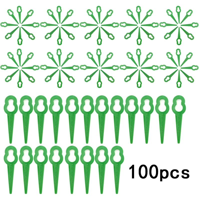 

100 Pcs Green Plastic Lawn Mower Blades Replacement Parts Measuring Blade For RT250/18 Battery Grass Trimmer Accessories