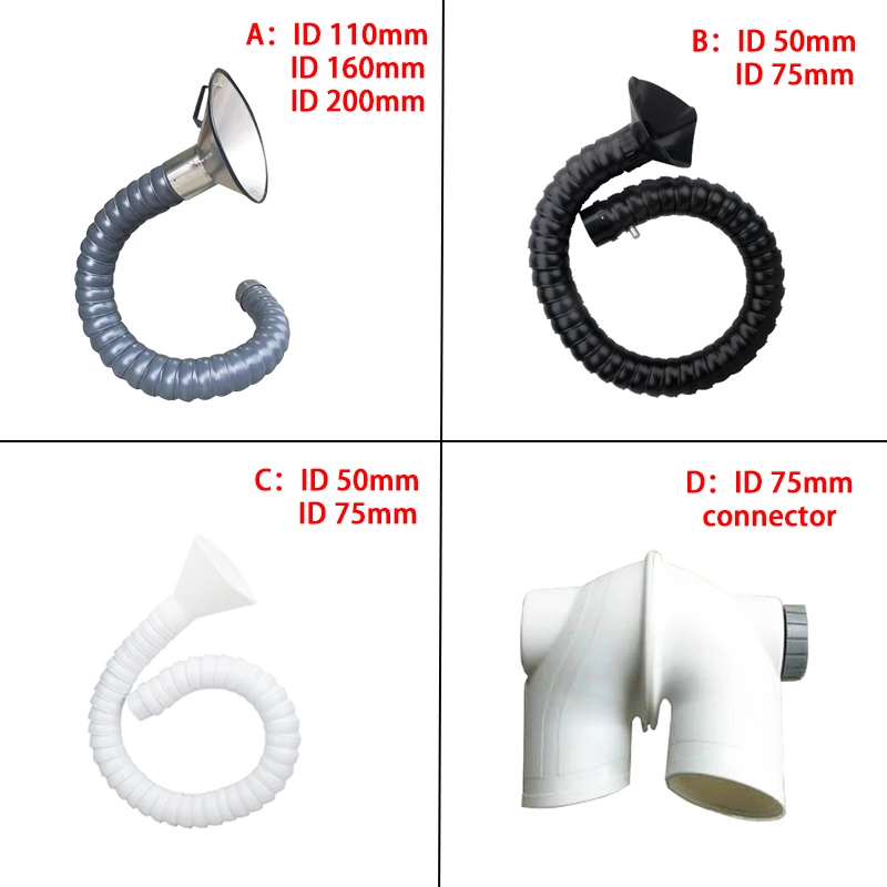 OD50mm OD75mm ID110mm 160mm 200mm POM Flexible Smoke Exhaust Ventilator Pipe for soldering smoke extractor Welding Fume Arms
OD50mm OD75mm ID110mm 160mm 200mm POM Flexible Smoke Exhaust Ventilator Pipe for soldering smoke extractor Welding Fume Arms