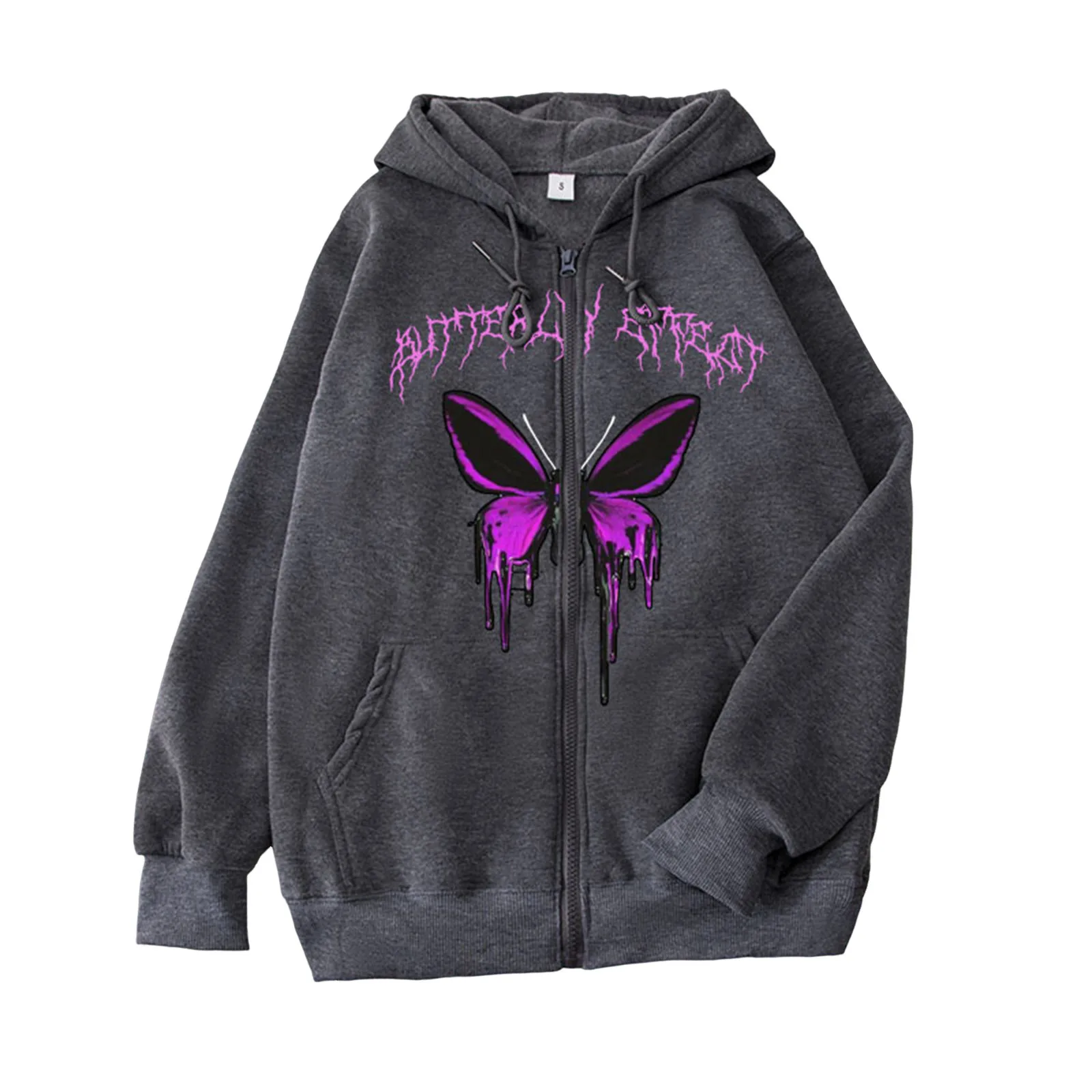 

Mens Y2k Zip Up Hoodie Butterfly Printed Hooded Cardigans Hip Hop Vintage Oversized Sweatshirts Outdoor Sports Jogger Tracksuits