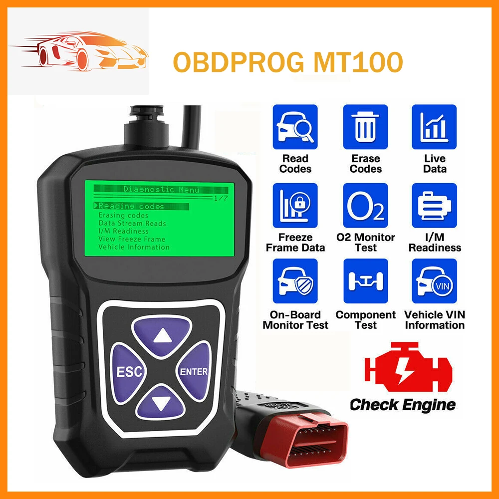 Новинка OBDPROG MT100 OBD2 автомобильный сканер Профессиональный считыватель кодов автомобильный диагностический инструмент EOBD анализатор двигателя PK ELM327
Новинка OBDPROG MT100 OBD2 автомобильный сканер Профессиональный считыватель кодов автомобильный диагностический инструмент EOBD анализатор двигателя PK ELM327