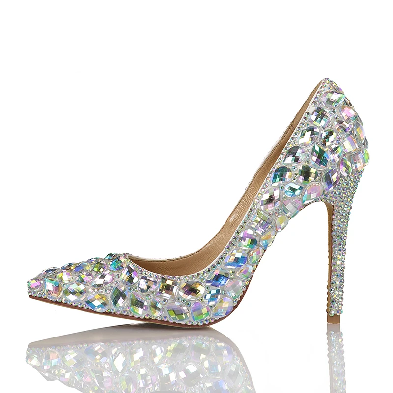 Pointed Toe Dazzle Glass Diamond Shoes Women Crystal AB Cinderella Prom Event Shoes 11cm High Heel Bridal Wedding Shoes
Pointed Toe Dazzle Glass Diamond Shoes Women Crystal AB Cinderella Prom Event Shoes 11cm High Heel Bridal Wedding Shoes