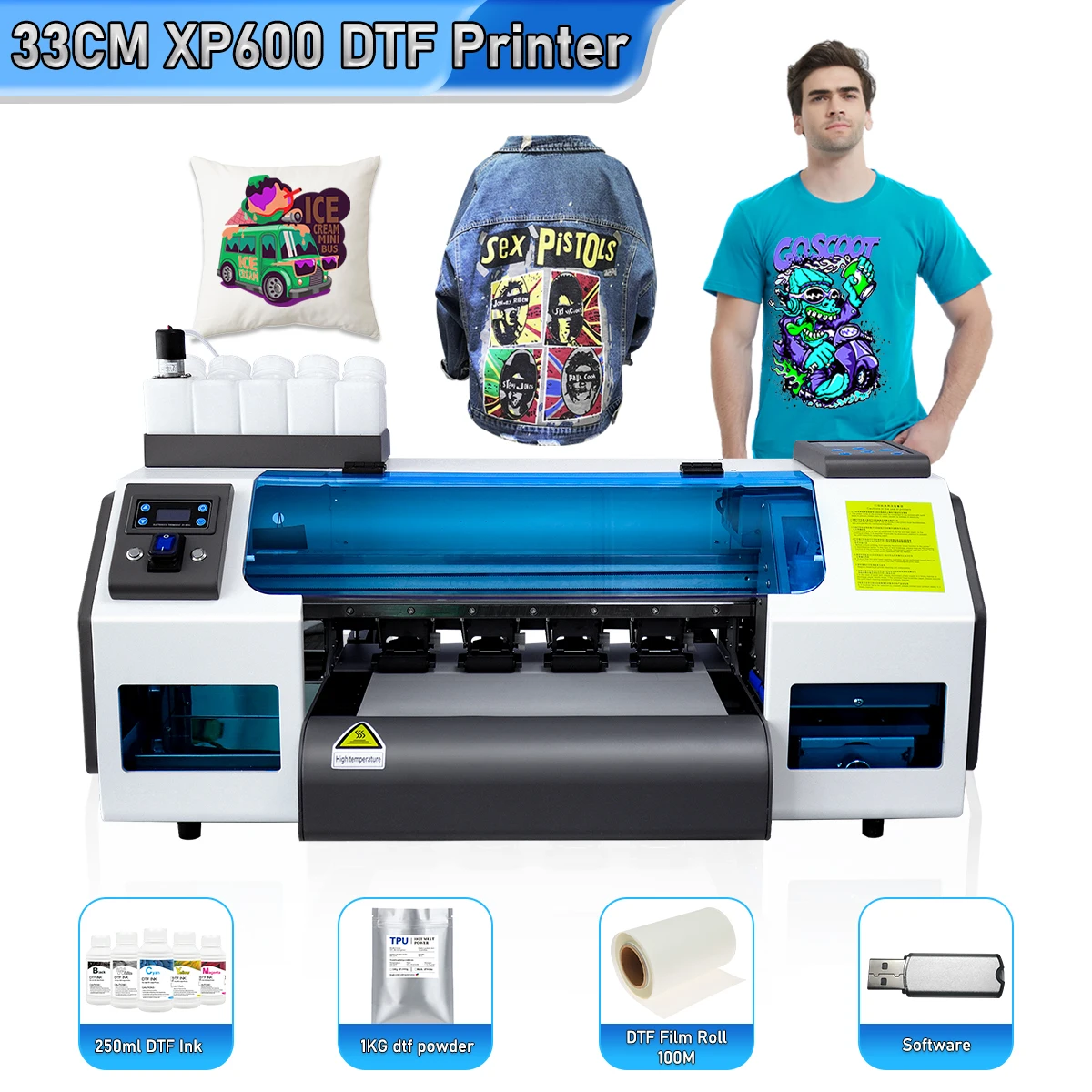A3 DTF Printer XP600 Direct to Film Printer with Roll Feeder DTF Trasnfer Film Printer for Textile Jeans 30CM XP600 DTF Printer
A3 DTF Printer XP600 Direct to Film Printer with Roll Feeder DTF Trasnfer Film Printer for Textile Jeans 30CM XP600 DTF Printer