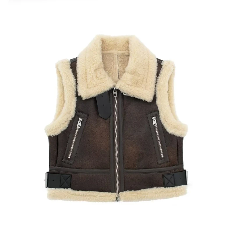 Women's New Autumn And Winter Lapel Sleeveless Fur One-piece Zipper Vest, Thickened Warm Fleece Vest's Top
Women's New Autumn And Winter Lapel Sleeveless Fur One-piece Zipper Vest, Thickened Warm Fleece Vest's Top