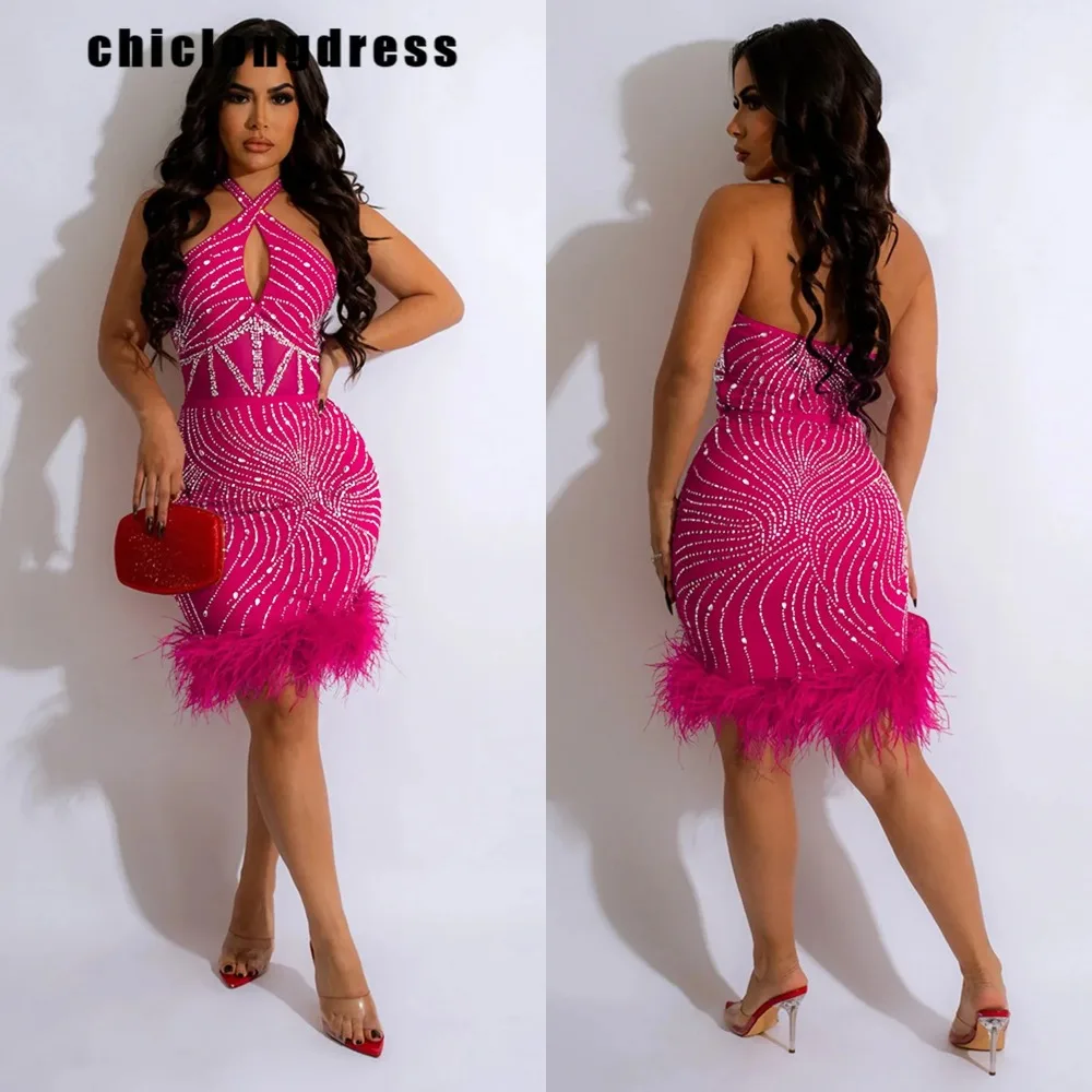 Women's Sexy Halter Diamond Party Dress, Nightclub Style, Backless Diamond Feather, Tight Mini Dress, Autumn, 2024
Women's Sexy Halter Diamond Party Dress, Nightclub Style, Backless Diamond Feather, Tight Mini Dress, Autumn, 2024