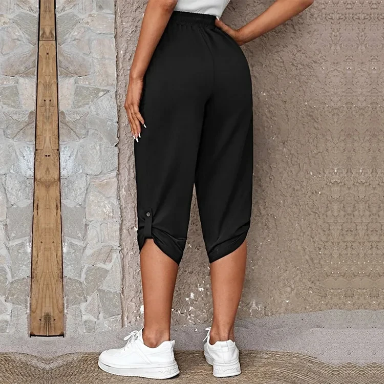 Women's Elastic Waist Crop Sweatpants Loose Fit Casual Summer Capris with Pockets Roll-Up Bottoms S-3XL 29 Sbe94cd96408e47f39e6b95ca47227253f
