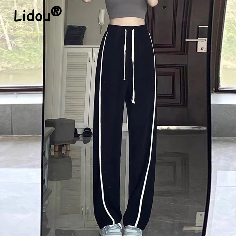 Y2K Streetwear Black Drawstring Straight Wide Leg Trousers Spring Summer Loose High Waist Casual Sports Joggers Pants Sweatpants
Y2K Streetwear Black Drawstring Straight Wide Leg Trousers Spring Summer Loose High Waist Casual Sports Joggers Pants Sweatpants