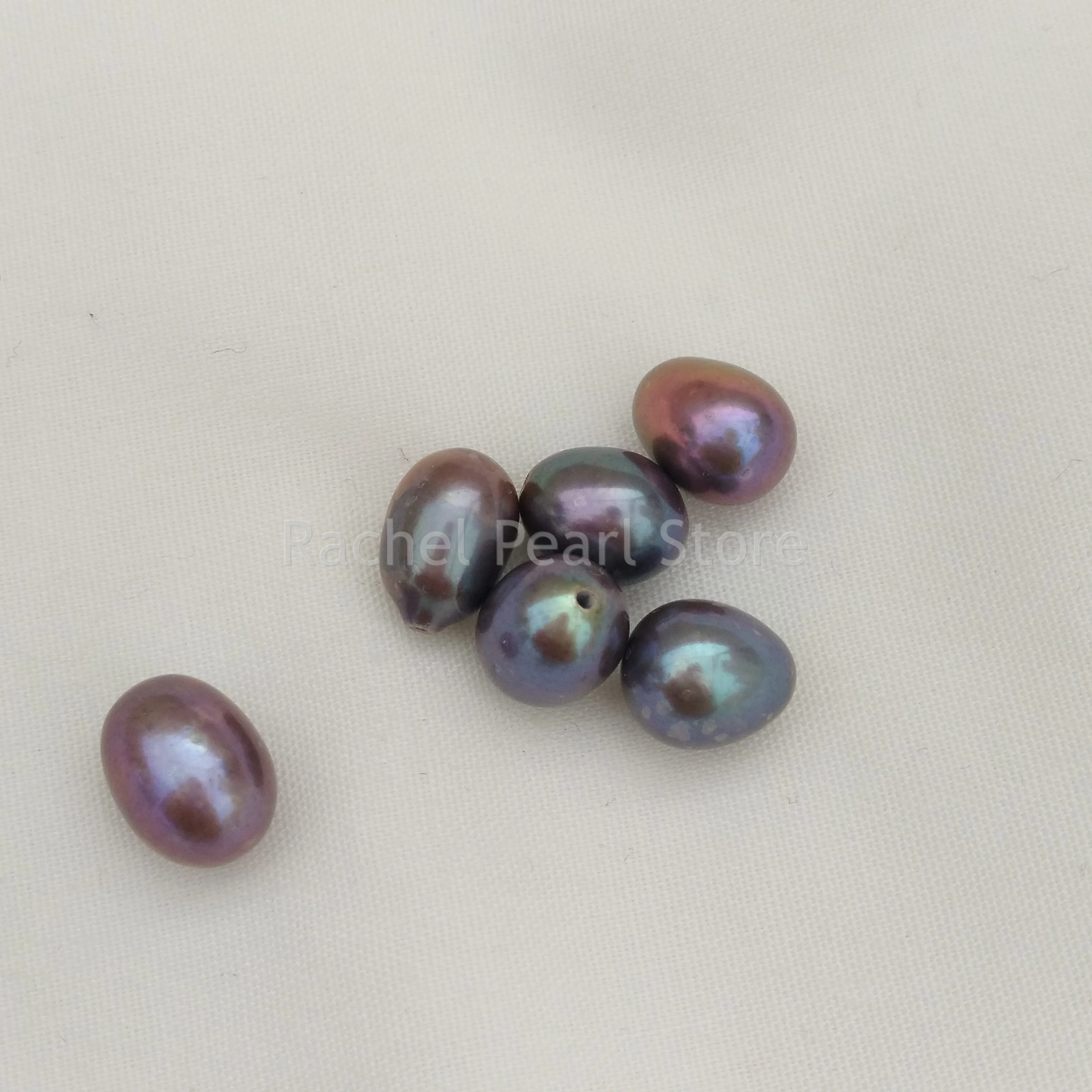

6pc Exceptional Fine 6-8mm 7-9mm Real Natural Aaaa Tahitian Black Baroque Rice Loose Pearl Diy Ring Pendant Free Shipping