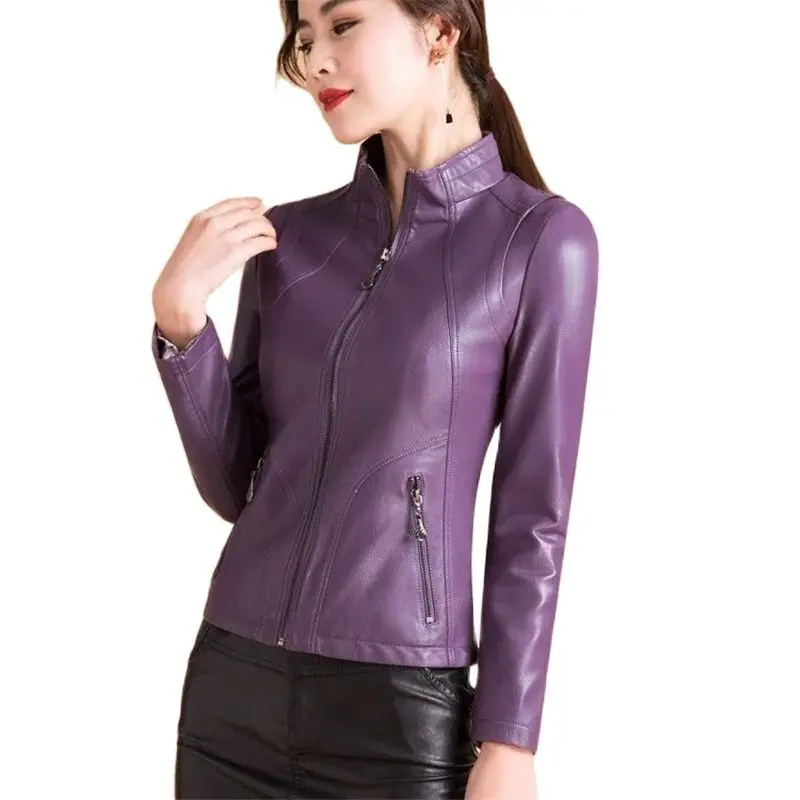 Women PU Leather Jacket Spring Autumn Short Imitation Sheep Leather Jacket Female Faux Leather Coats Fashion Slim Leather Coat
Women PU Leather Jacket Spring Autumn Short Imitation Sheep Leather Jacket Female Faux Leather Coats Fashion Slim Leather Coat