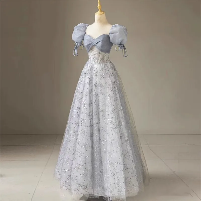 Women's Evening Dress A-Line Classic Puff Sleeve Square Collar Floor-Length Floral Lace-Up Chiffon Banquet Dresses Prom Gown
Women's Evening Dress A-Line Classic Puff Sleeve Square Collar Floor-Length Floral Lace-Up Chiffon Banquet Dresses Prom Gown