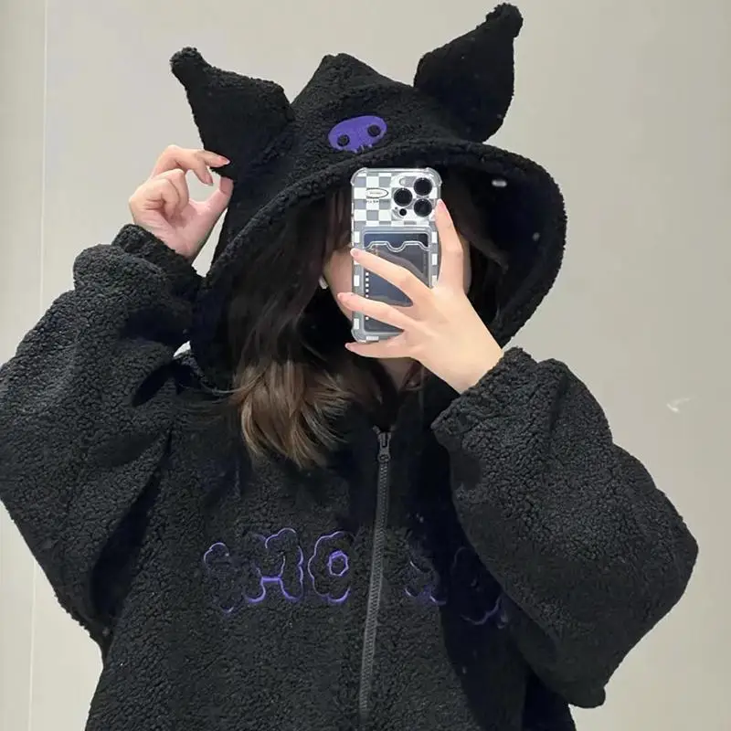 Cute MINISO Kuromi Y2K Women Black Embroidery Hoodies Anime Autumn Winter Thicken Coat Top Casual Vintage Loose Christmas Gift
Cute MINISO Kuromi Y2K Women Black Embroidery Hoodies Anime Autumn Winter Thicken Coat Top Casual Vintage Loose Christmas Gift