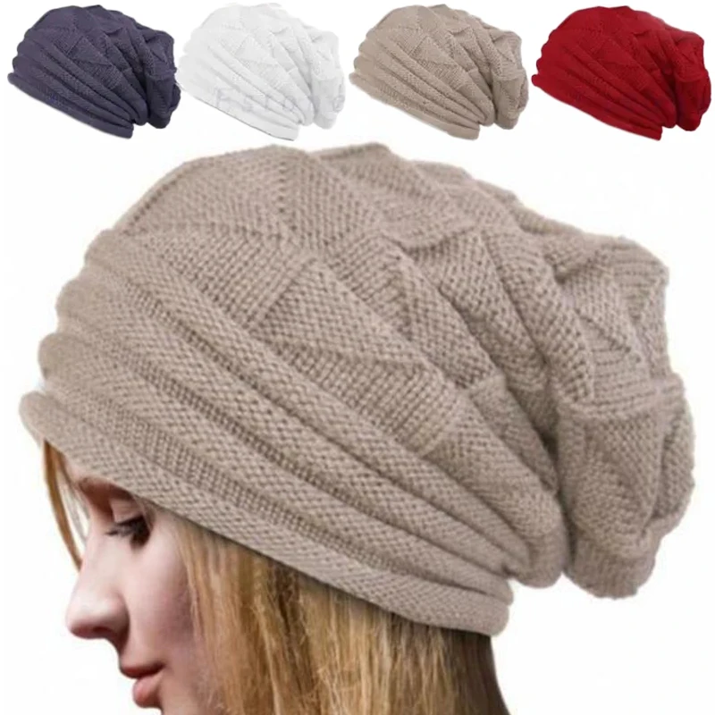 

Fashion Women Men Knitted Baggy Beanie Hat Oversized Winter Warm Hats Ski Slouchy Cap Skullies Beanies Wool Cap Beanies Winter