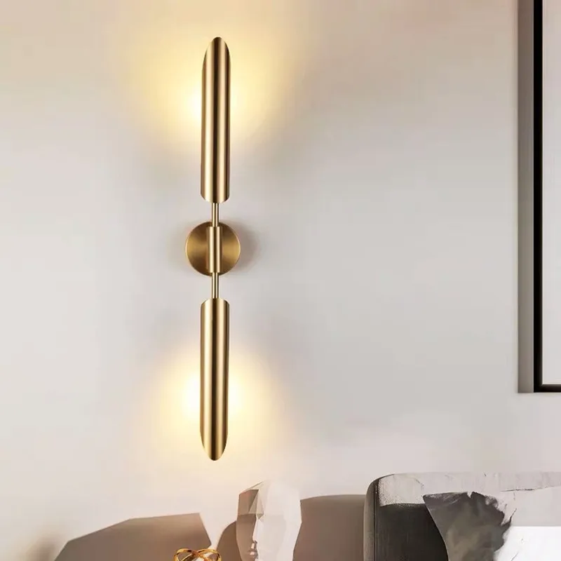 

moderm luxury single double head wall lamp golden lnclined tube wall light Mirror light stair living room bedroom deco luminaire