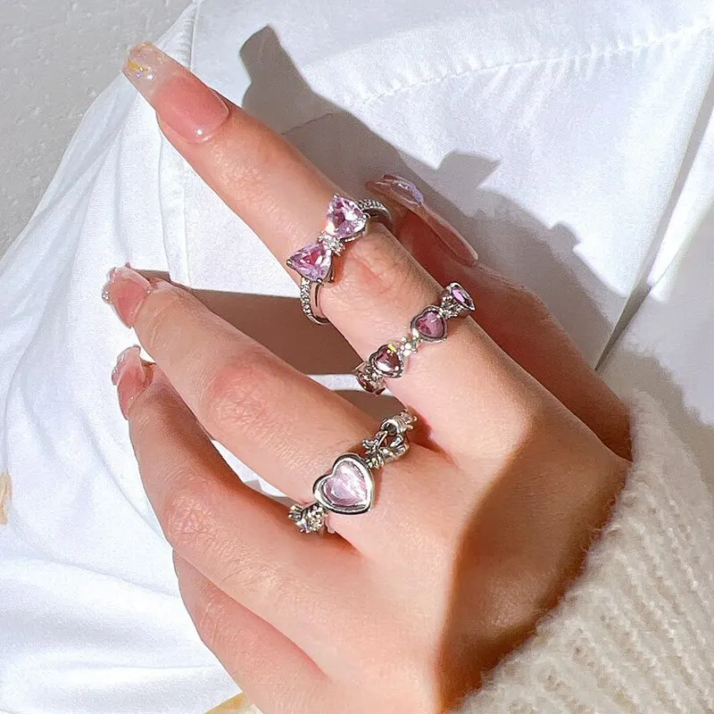 8Pcs/Set Y2K Pink Crystal Heart Ring Vintage Shiny Zircon Opal Love Open Ring for Women K-pop Punk Girl Party Jewelry Gifts 10 Mallzona Sbea1c5c6bbf140e68b70a7f49288615cG 8Pcs/Set Y2K Pink Crystal Heart Ring Vintage Shiny Zircon Opal Love Open Ring for Women K-pop Punk Girl Party Jewelry Gifts Mallzona