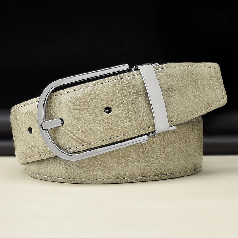 

High Quality Business Designer Belt Men Fashion Leather Pin buckle Fashion Young Men Casual Grey Vintage Jeans Cintos Masculinos