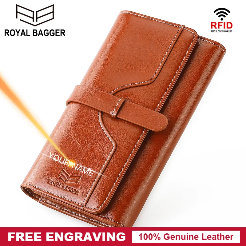 Royal Bagger Long Wallet for Women RFID Block Genuine Leather Lady Purse Phone Pocket Card Holder Classic Female Wallets Purses
Royal Bagger Long Wallet for Women RFID Block Genuine Leather Lady Purse Phone Pocket Card Holder Classic Female Wallets Purses