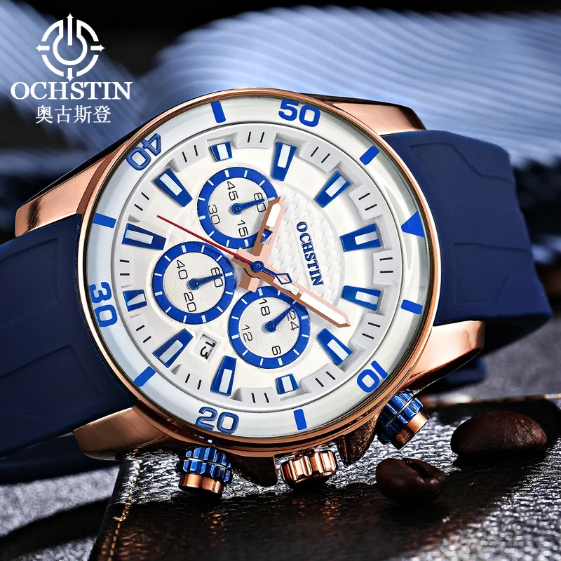 

OCHSTIN Man Wristwatch Waterproof Chronograph Date Week Men Watch Military Business Top Brand Luxury Rubber Sport Male Clock