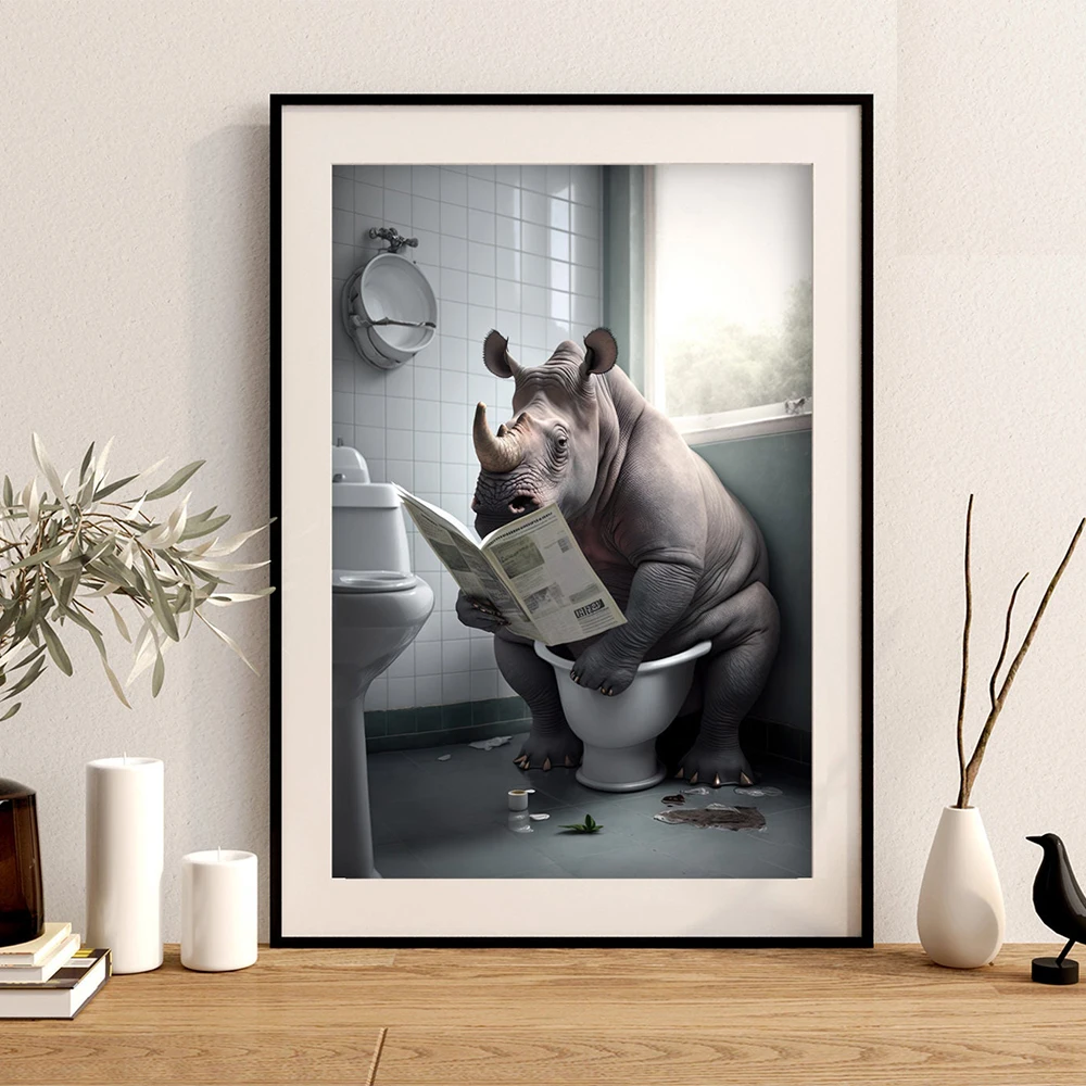 Funny Rhino Custom Wall Art Decorative Animal Paintings Room Decor For Bathroom Canvas Prints Large For Toilet Poster
Funny Rhino Custom Wall Art Decorative Animal Paintings Room Decor For Bathroom Canvas Prints Large For Toilet Poster