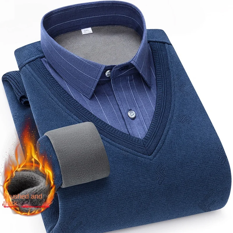 Men's Winter Shirts Men's Business Casual Slim Thicken Warm Long Sleeve Shirts High Quality Cotton Men's Lapel Fake Two Shirts
Men's Winter Shirts Men's Business Casual Slim Thicken Warm Long Sleeve Shirts High Quality Cotton Men's Lapel Fake Two Shirts