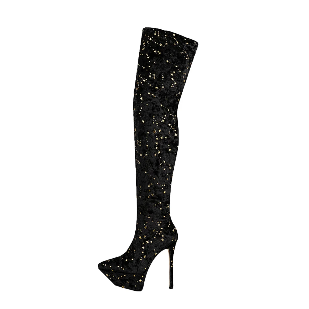 Luxury Women Over The Knee Boots Black Meteor Pointed Toe Sexy Ladies Platform Botas Mujer Stiletto Autumn Winter Nightclub Shoe
Luxury Women Over The Knee Boots Black Meteor Pointed Toe Sexy Ladies Platform Botas Mujer Stiletto Autumn Winter Nightclub Shoe