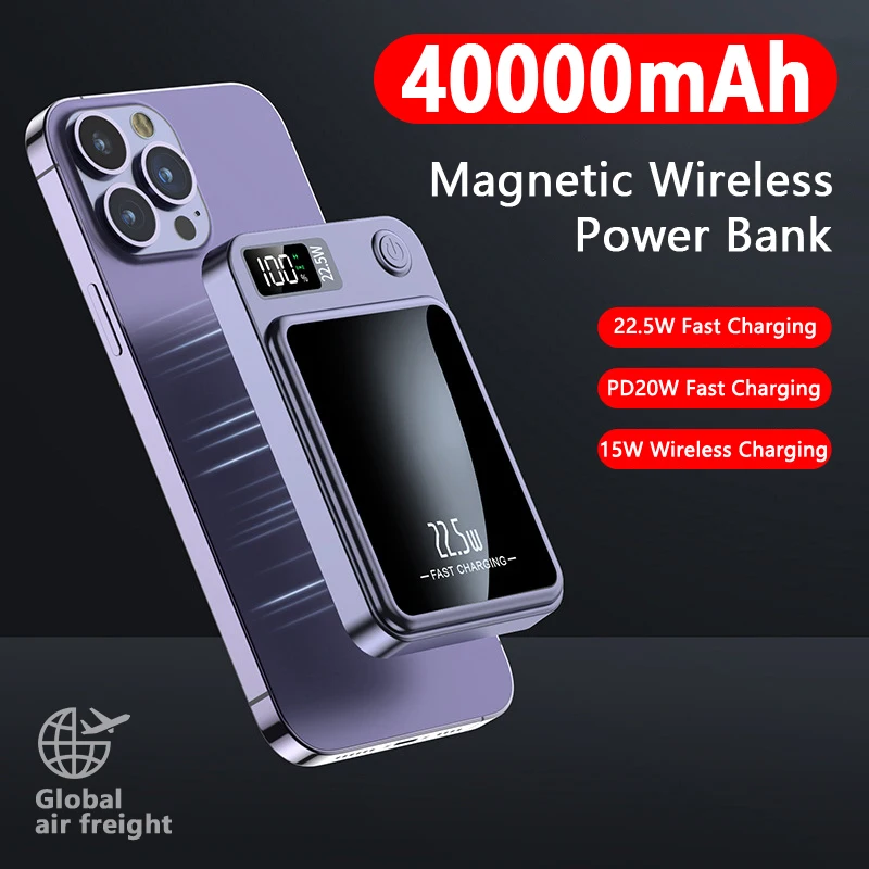 Magnetic Wireless Power Bank 30000mAh 22.5W Fast Charging External Battery Charger for Huawei Samsung iPhone 12 PD 20W Powerbank
Magnetic Wireless Power Bank 30000mAh 22.5W Fast Charging External Battery Charger for Huawei Samsung iPhone 12 PD 20W Powerbank