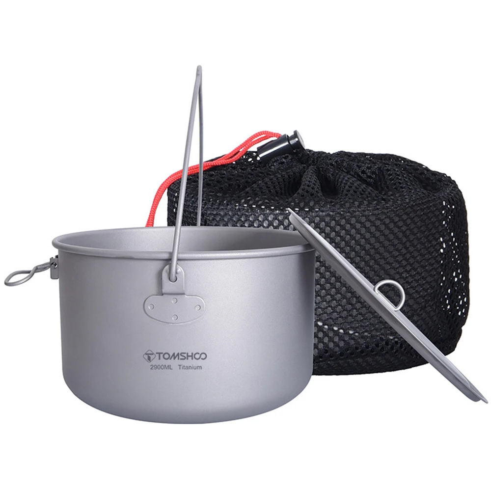 

1.3L / 1.95L / 2.9L Titanium Pot Pure Titanium Camping Portable Hanging Pot Outdoor Hanging Pot Camping Cooking Set