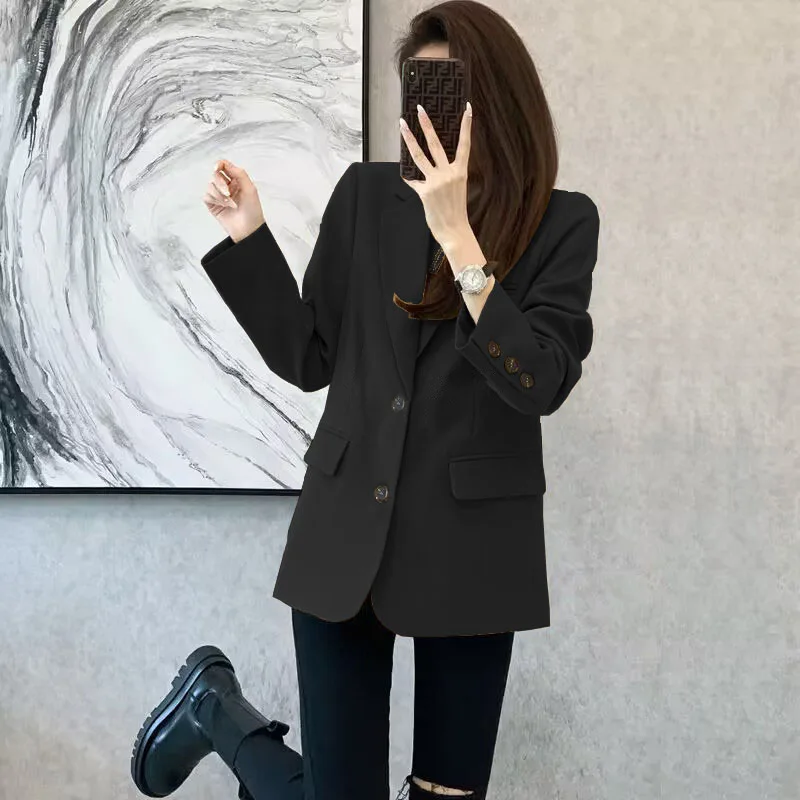 Women Blazer Casual Jacket Multi-Color Pocket All-Match Long Sleeved OL Autumn Winter Elegant Office Lady Coat Loose Solid Thin Women Blazer Casual Jacket Multi-Color Pocket All-Match Long Sleeved OL Autumn Winter Elegant Office Lady Coat Loose Solid Thin