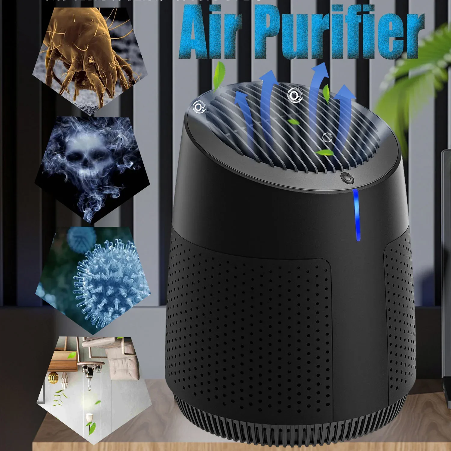 Air Purifier,HEPA Composite Filter PM2.5 Smoke Harmful Gas Eliminator Remover for Car Bedroom Kitchen with Replaceable Filters 
Air Purifier,HEPA Composite Filter PM2.5 Smoke Harmful Gas Eliminator Remover for Car Bedroom Kitchen with Replaceable Filters