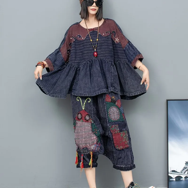 2024 Spring Summer New Loose Hand Embroidered Short Sleeved Large Swing Doll Shirt + Cropped Pants Two Piece Set Women LX706
2024 Spring Summer New Loose Hand Embroidered Short Sleeved Large Swing Doll Shirt + Cropped Pants Two Piece Set Women LX706