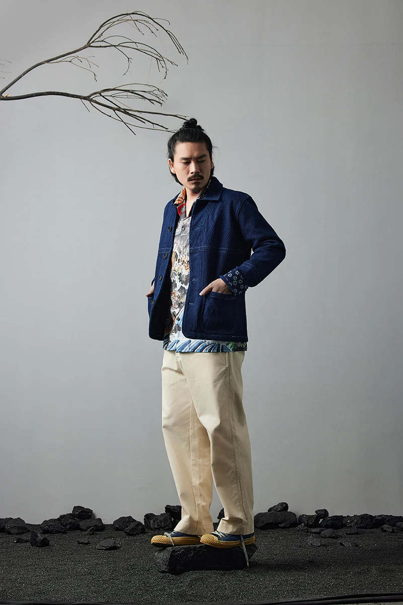 Vintage Indigo Jacket Men French Workwear Cargo Tooling Jacket Autumn Winter Blue Dyed Kendo Fabric Multi-pocket Cardigan Coat 13 Mallzona Sbeb7e61717c044e4b024927c511915deW Vintage Indigo Jacket Men French Workwear Cargo Tooling Jacket Autumn Winter Blue Dyed Kendo Fabric Multi-pocket Cardigan Coat Mallzona