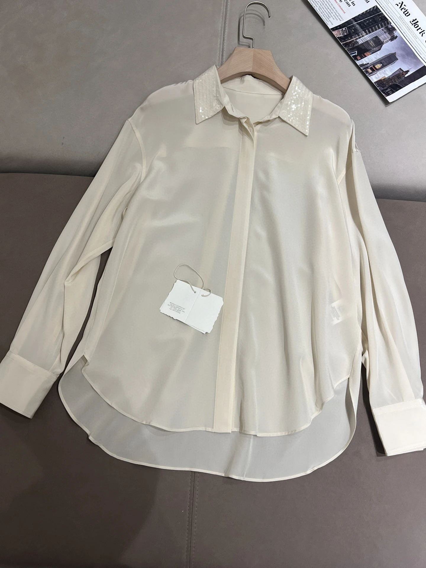 Spring Summer 2024 B*C Women's Shirt Silk Sequins Turn-Down Collar Long-Sleeved Blouse Female Top's Woman's Clothing
Spring Summer 2024 B*C Women's Shirt Silk Sequins Turn-Down Collar Long-Sleeved Blouse Female Top's Woman's Clothing