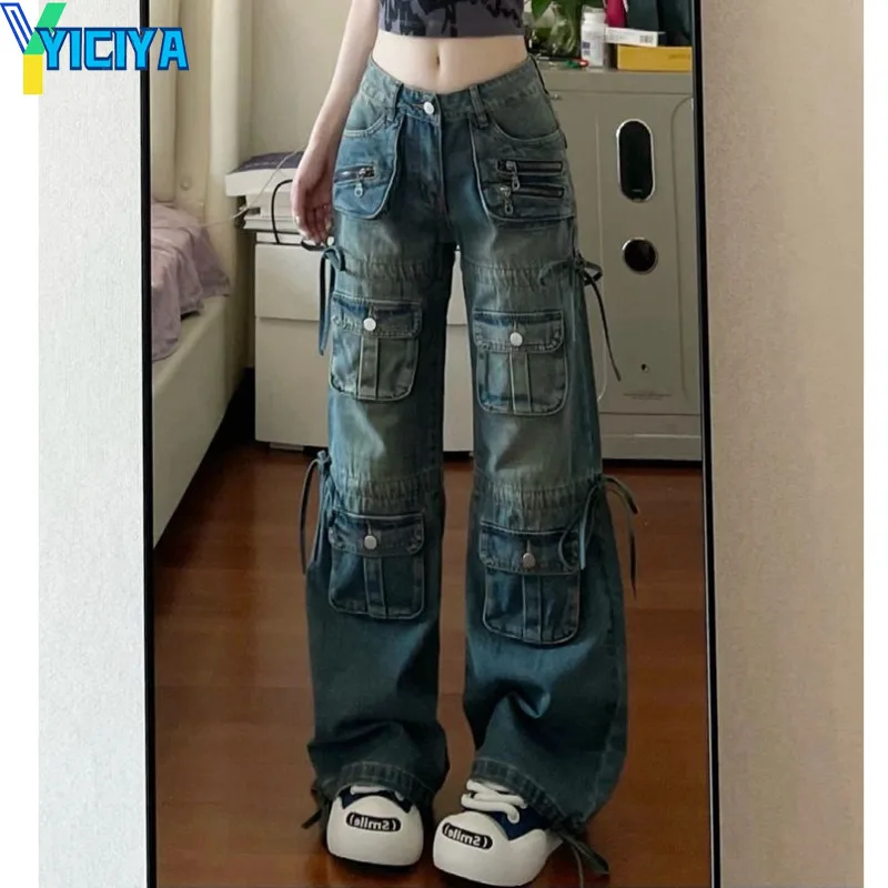 YICIYA Overalls Jeans y2k pants Design jean American Women's New High Waist baggy Wide-legged Pant Trousers fashion blue gray
YICIYA Overalls Jeans y2k pants Design jean American Women's New High Waist baggy Wide-legged Pant Trousers fashion blue gray