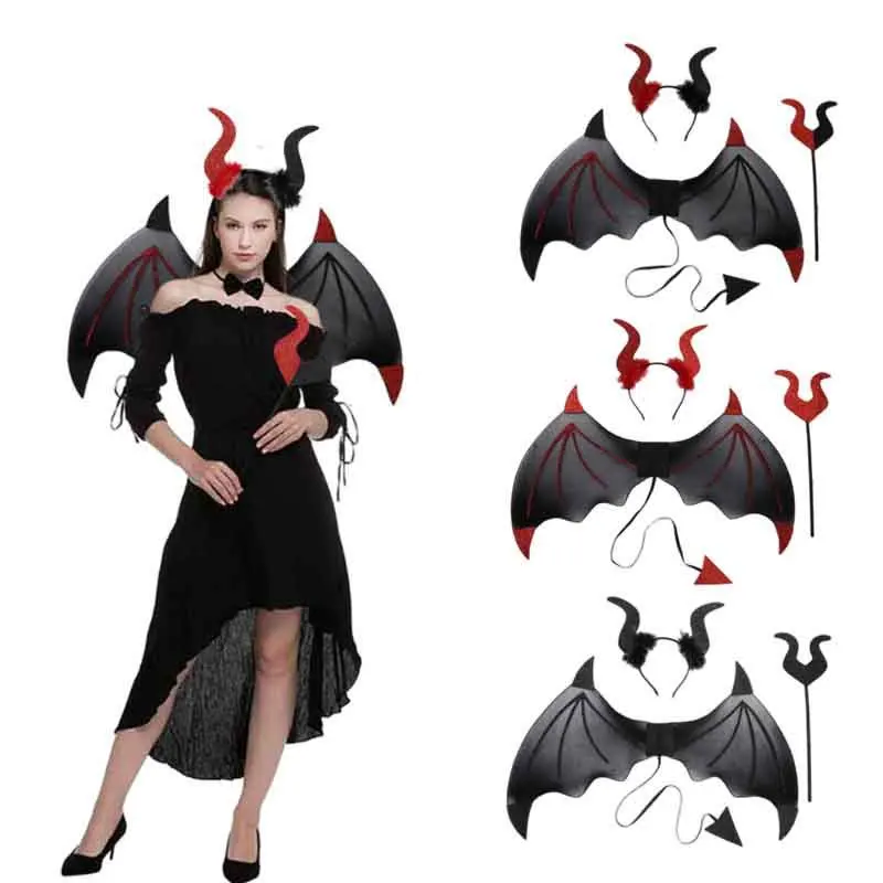 

New adult children's little devil costume Halloween devil elf cos party dress up masquerade show wing props.