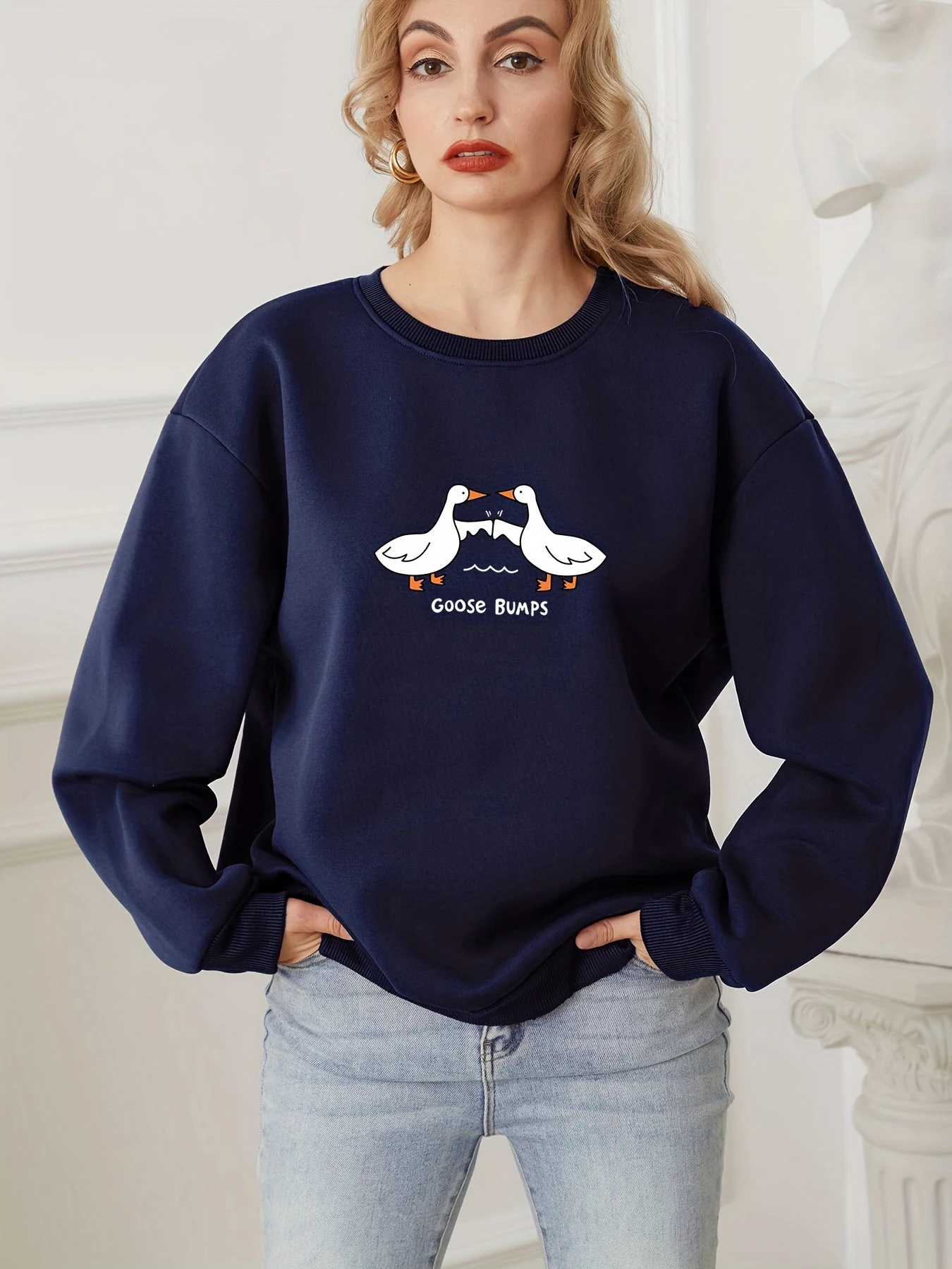 Autumn Casual Sweatshirt for Women Cute Goose Bumps Printed Pullover Warm Long Sleeves O-Neck Top Hoodie Female Fashion Clothes
Autumn Casual Sweatshirt for Women Cute Goose Bumps Printed Pullover Warm Long Sleeves O-Neck Top Hoodie Female Fashion Clothes