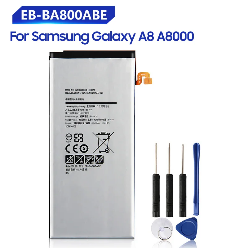 

Replacement Battery For Samsung Galaxy A8 A8000 A800YZ A800F A800S Rechargeable Phone Battery EB-BA800ABE 3050mAh