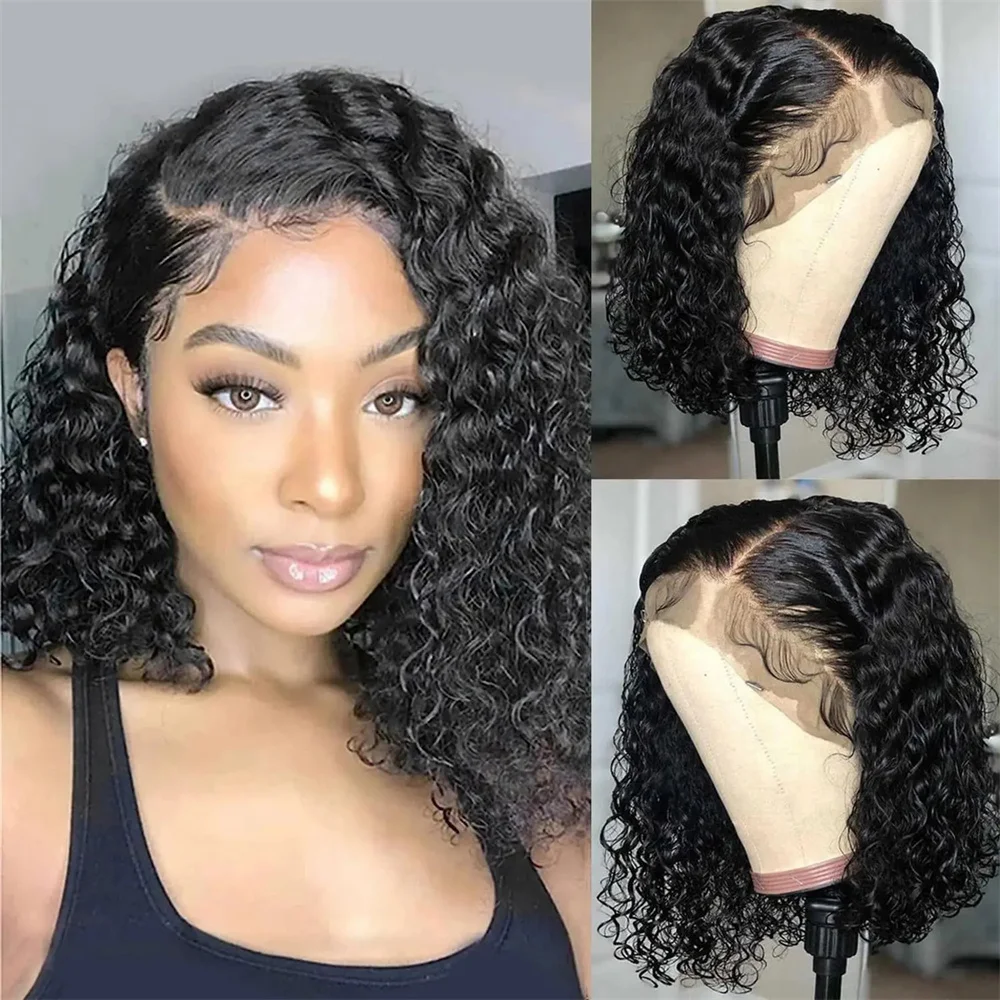 

Curly Bob Wig Lace Front Wigs Human Hair Brazilian Natural Short Pre Plucked 13x6 Deep Wave HD Lace Frontal Wig For Black Women