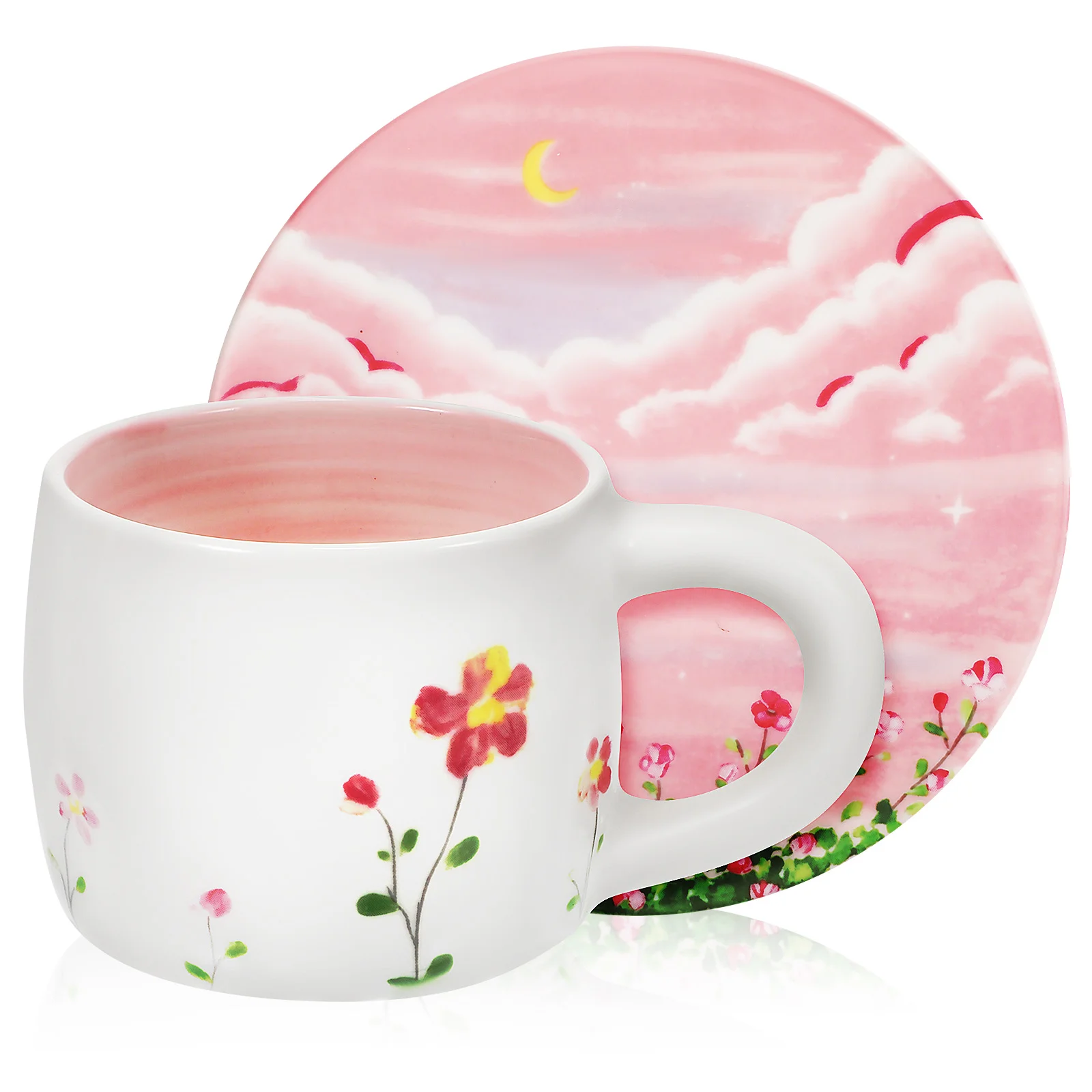 Ceramic Mug And Saucer Ceramic Coffee Mug Cappuccino Cup Flower Pattern Porcelain Cup With Cup Mat Coaster 11.2X7.7X6.4cm
Ceramic Mug And Saucer Ceramic Coffee Mug Cappuccino Cup Flower Pattern Porcelain Cup With Cup Mat Coaster 11.2X7.7X6.4cm